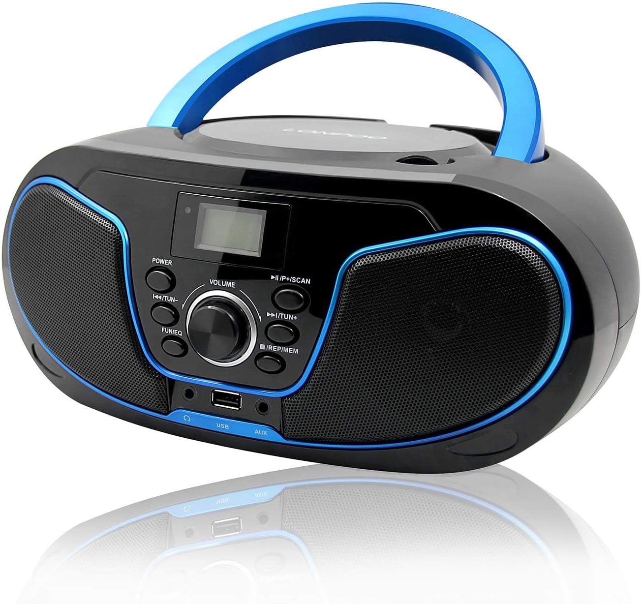 Lecteur CD avec Bluetooth, LP-D02 Radio FM Portable Stéréo avec Son Cristallin, Lecture MP3, Entrée USB et AUX, Prise Casque, Ecran LCD