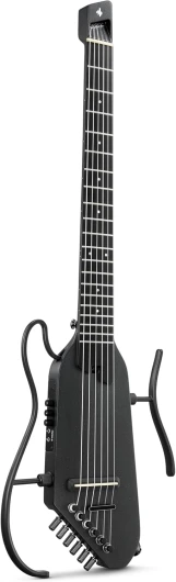 HUSH C Guitare classique électro-acoustique à cordes en nylon – Guitare de voyage ultra-légère avec accordeur intégré, préampli HPS-II, prise casque et support à dégagement rapide – Noir