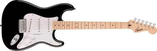 Squier by Fender Sonic Stratocaster, Guitare Electrique, Touche en Laurier, Plaque de Protection Noire, Rouge Torino, Inclus des Cours Virtuels Gratuits sur Fender Play Singulier Noir