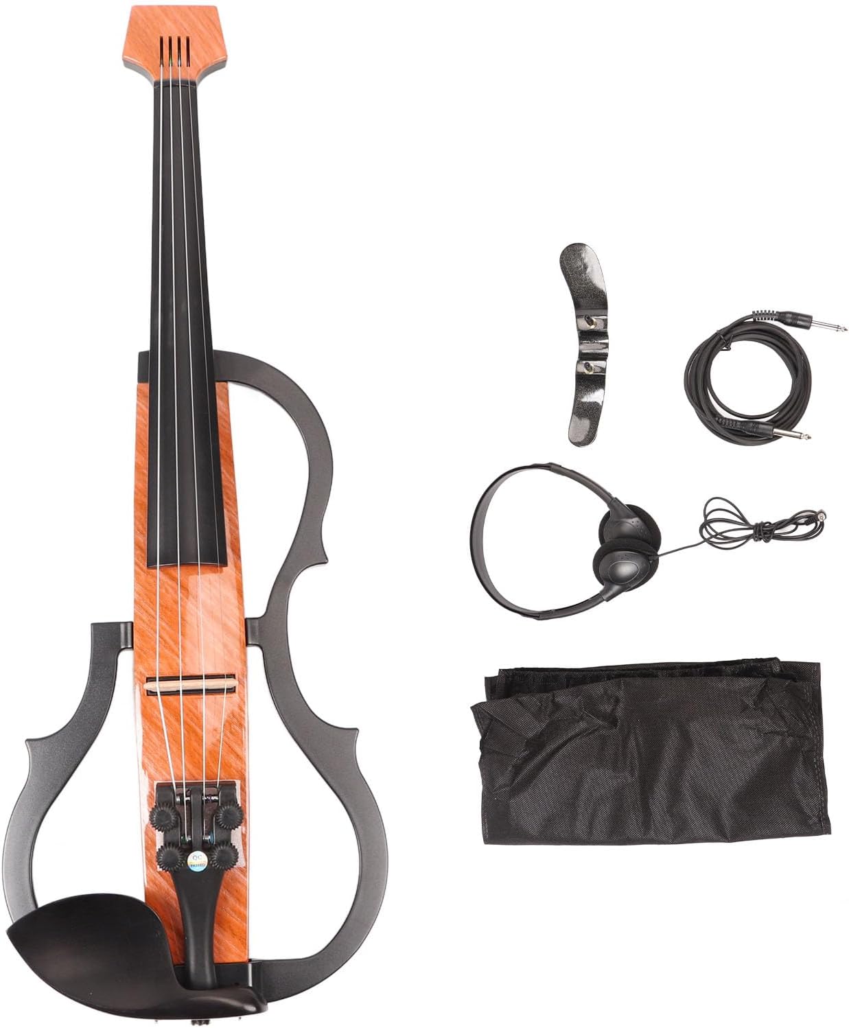 Violon électrique 4/4 Pleine Taille, qualité Sonore Réglable pour Violon électrique Silencieux, Violon Silencieux en Bois D'érable en Fibre de Carbone avec Micro, Casque,