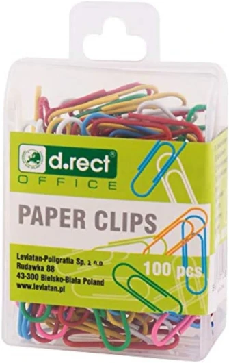 D.RECT 100 pièces Trombones multicolores - Métal, 28 mm, avec revêtement plastique 7129