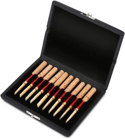 Boite Hanche Hautbois,Boite Anches Hautbois,Estuche Madera Para Cañas De Oboe,Anche Hautbois Boite,Hautbois Reed Case Stockage,En Bois + Pu Couvercle En Cuir Reed Case Titulaire Boîte De Rangement Pou 10