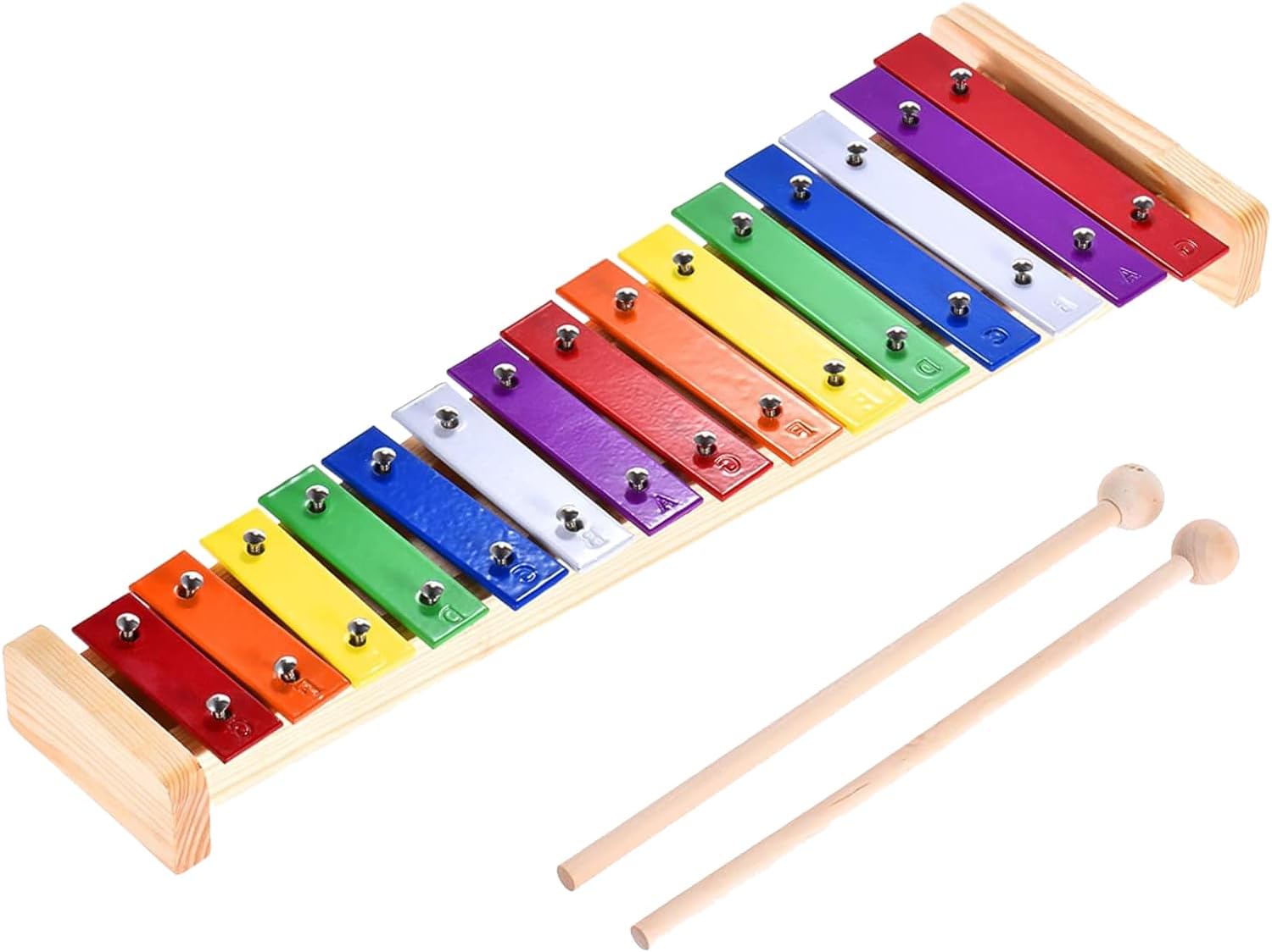 Xylophone en Métal et Bois pour Enfants - 15 Tons Colorés avec 2 Maillets - Instrument de Musique Rythmique
