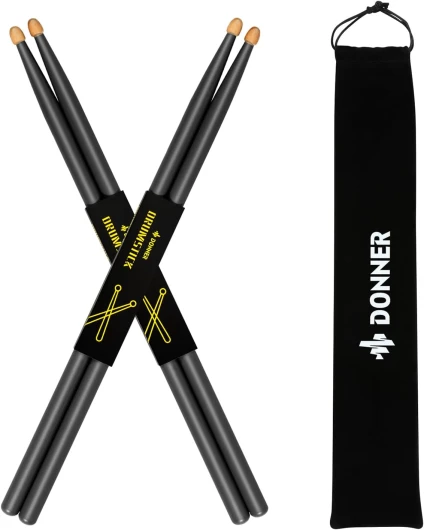 Lot de 2 paires de baguettes 5A en bois d'érable avec sac de transport Noir 5a Noir