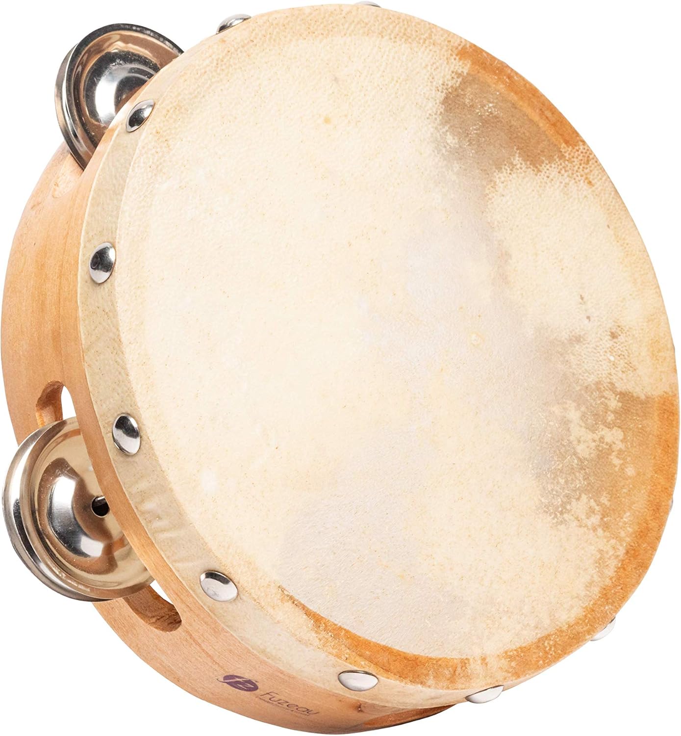 Tambourin Peau Naturelle Ø15 Cm – Léger, Solide Et Facile À Jouer – Cerclage Bois Avec 4 Paires De Cymbalettes – Véritable Instrument Musique D’Éveil Rythmique – Enfant Dès 3 Ans – Réf - 593 8 cymbalettes Unique