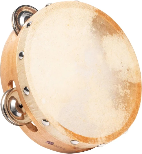 Tambourin Peau Naturelle Ø15 Cm – Léger, Solide Et Facile À Jouer – Cerclage Bois Avec 4 Paires De Cymbalettes – Véritable Instrument Musique D’Éveil Rythmique – Enfant Dès 3 Ans – Réf - 593 8 cymbalettes Unique