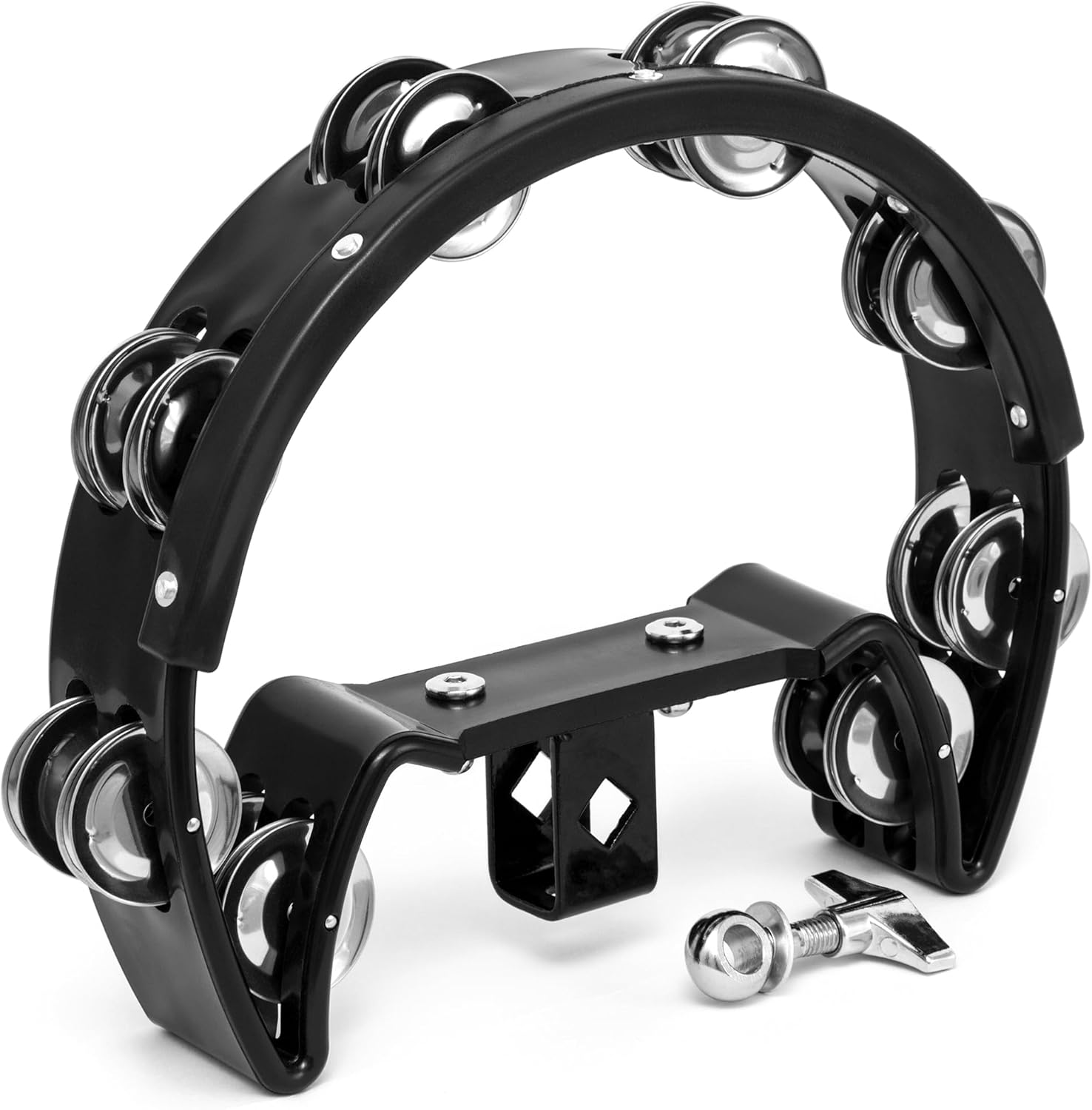 Tambourin demi-lune avec tambour de montage – noir Simple