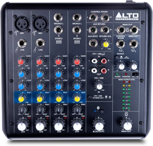 TrueMix 600 - mixeur audio avec 2 entrées micro XLR, interface audio USB et Bluetooth pour les podcasts, concerts, enregistrements, DJ, PC et Mac
