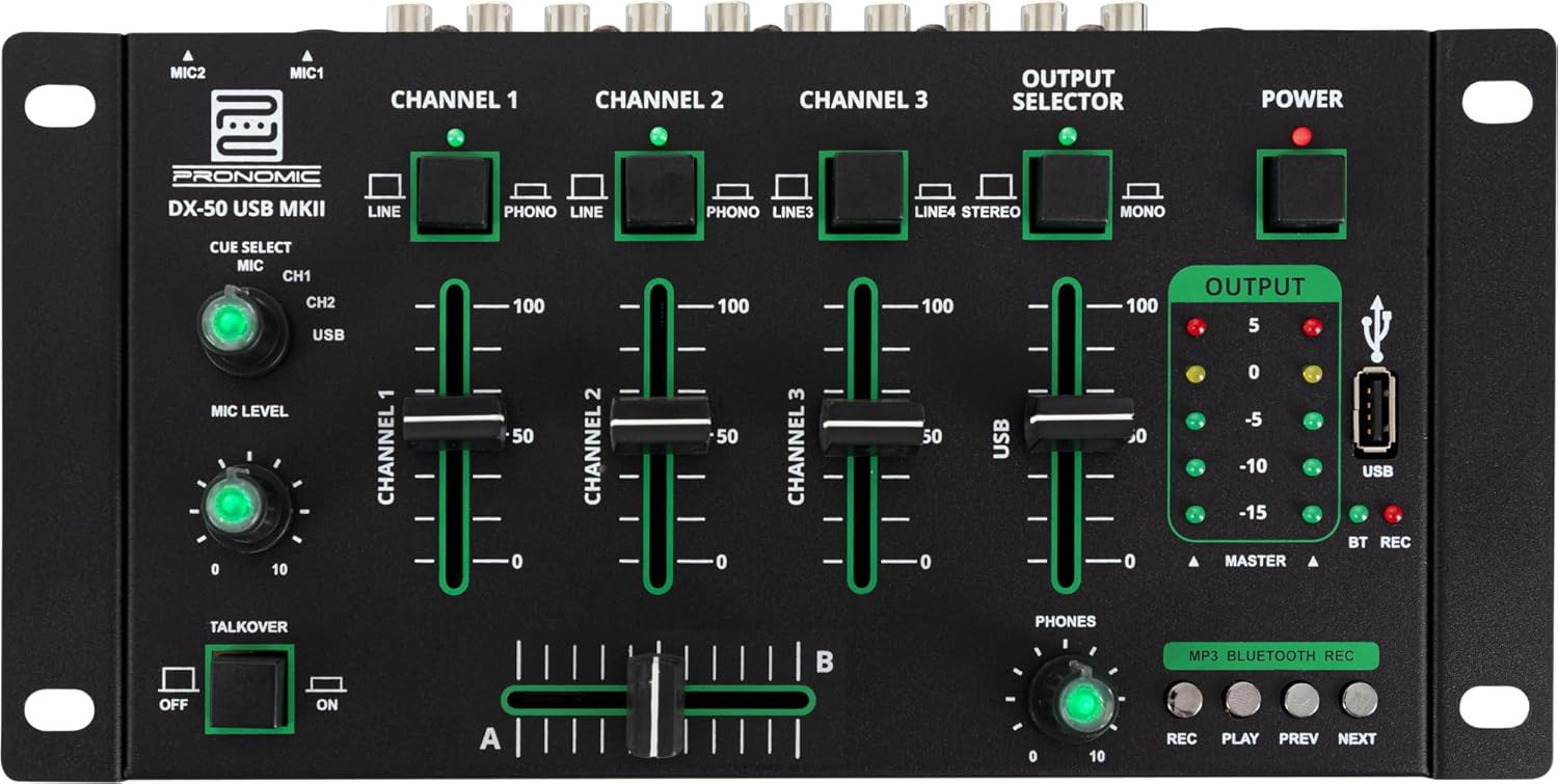 Pronomic DX-50 USB MKII Mixeur DJ 4 Canaux avec Bluetooth