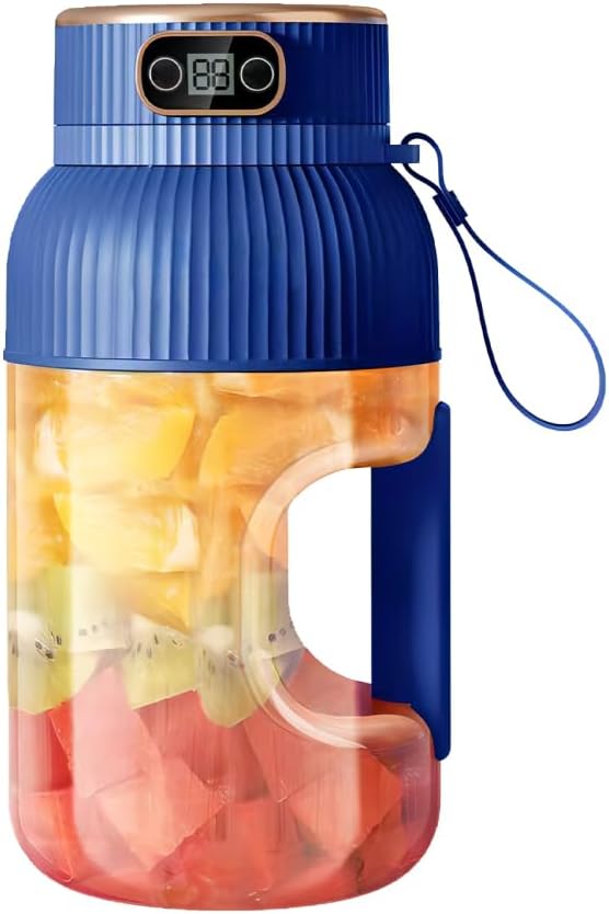 Presse-agrumes Portable,Mixeur a Jus de 1 200 Ml avec Affichage Numérique,Rechargeable par USB pour Cuisine,Voyage,Bureau,Salle de Sport Bleu - Extracteur de Jus Simple