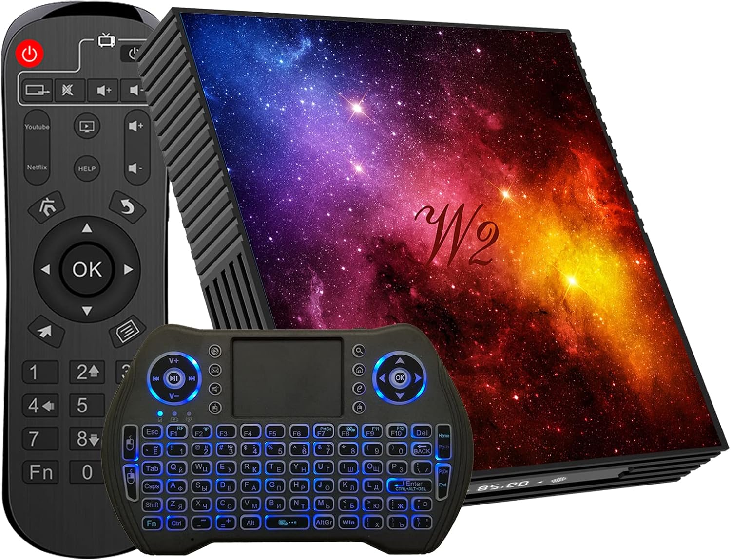 Android Box 4Go RAM 128Go ROM Smart Box Built - in 2.4G / 5G WiFi Bluetooth 4.2, Lecteur multimédia Prend en Charge la vidéo 4K 3D UHD avec Mini Clavier sans Fil Android TV Box 4GB+128GB