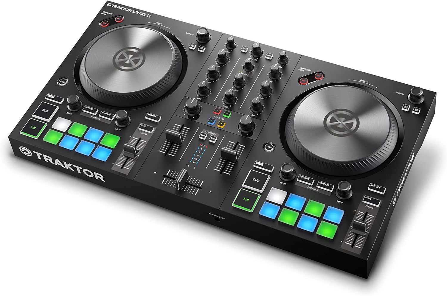 Traktor Kontrol S2 MK3 Contrôleur DJ 2 canaux, 16 Pads, Carte son intégrée, Traktor Pro 4 inclus, Noir Unique