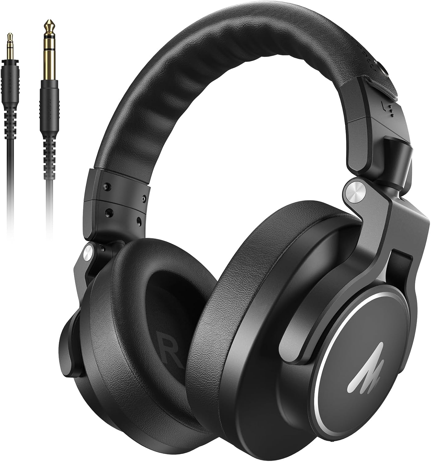 Casque Audio Filaire Professionnel de Studio avec Câble Détachable de 6,35 mm & 3,5 mm, pour Le Monitoring, Compatible avec Les Microphones, Téléphones, Ordinateurs, Pianos, MH700 Noir