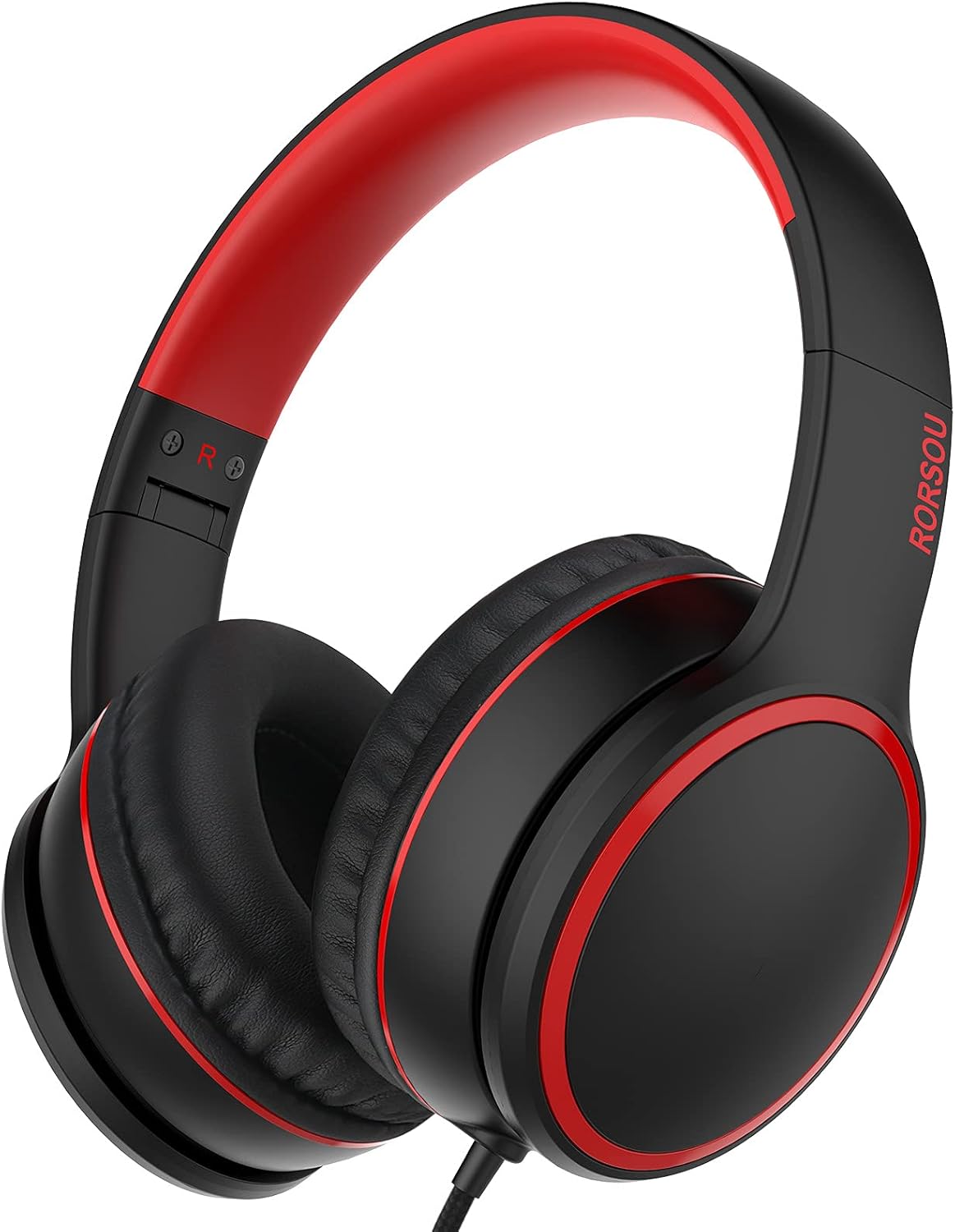 R10 Casques Supra-Auriculaires avec Microphone, écouteurs stéréo à Graves Pliables et légers avec Cordon Anti-enchevêtrement de 1,5 m, Casques filaires Portables Noir