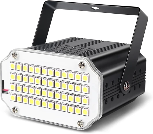 48LED Stroboscope Discotheque Lumiere fête Stroboscopique Jeux de Lumière Flash, Blanc Led Lampe Stromboscope Son for Fete Interieur, Stroboscopes Led Strobe Light Projecteur Lumiere Soiree for Party
