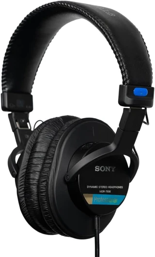 MDR-7506, casque d'écoute studio fermé - filaire, gamme de fréquences 10Hz à 20kHz, idéal pour l'enregistrement et le mixage en studio, 63 Ohm, design léger et pliable (227g), noir