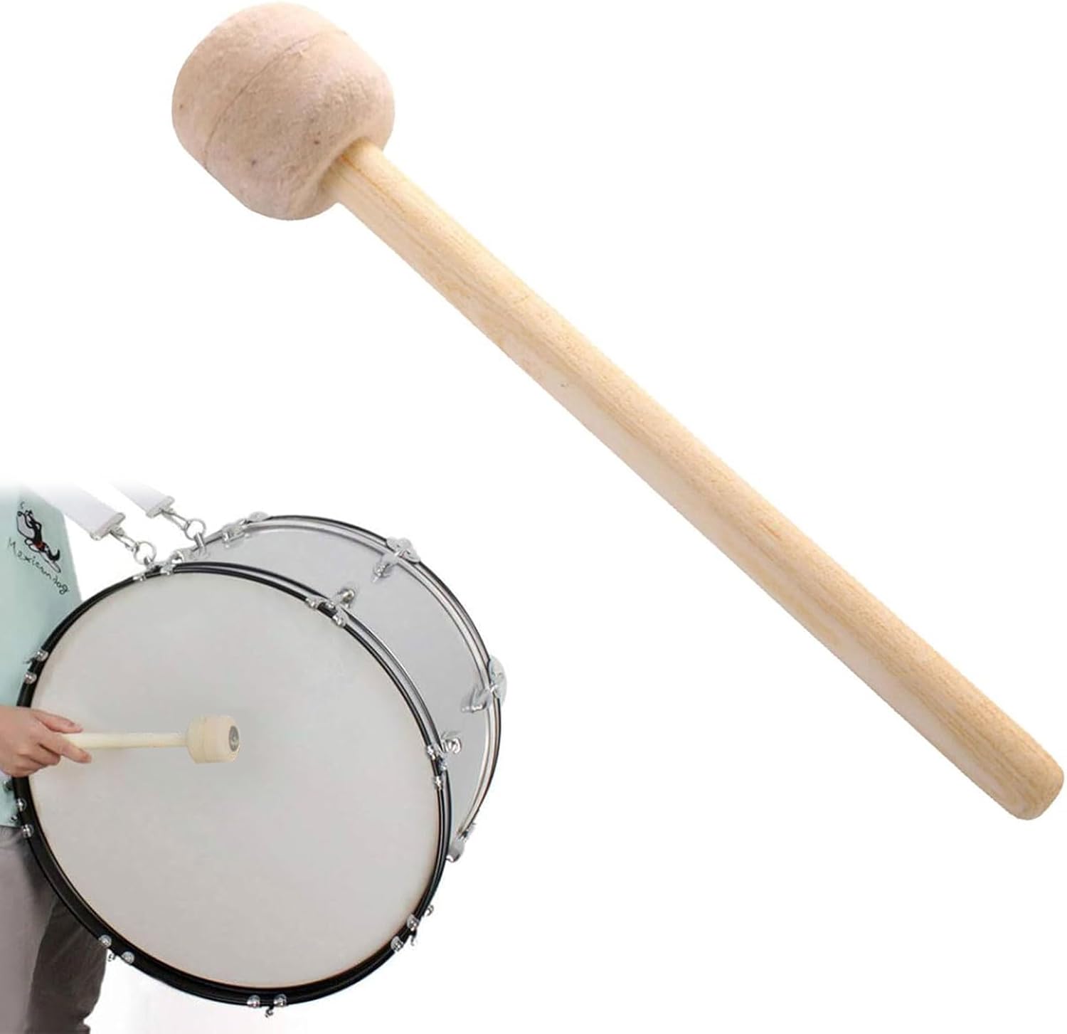 Baguettes de Tambour, Bâton de Tambour, Maillet de Tambour, Maillet pour Grosse Caisse, Baguettes de Timbales, Baguette de Tambour en Feutre de Laine, Pour Instrument à Percussion, Accessoire Bande