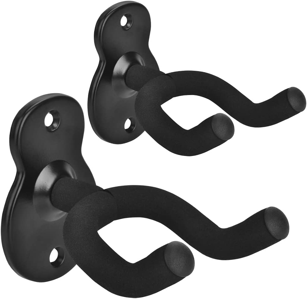 MOREYES Lot de 2 Support Guitare Mural, Support Mural Ukulele, Guitare Electrique, Guitare Classique, Basse, Accroche Guitare Mural
