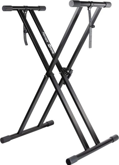 Support pour clavier pré-assemblé double embase RockJam Xfinity avec sangles de sécurité Entièrement Réglable