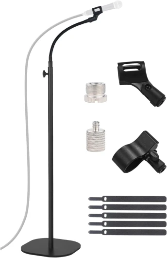 Pied de Micro Col de Cygne au Sol, Hauteur Réglable de 90 cm à 167 cm avec Base Robuste pour Samson Q2U, Fifine, AM8, Blue Yeti, Elgato AT2020, AT2040