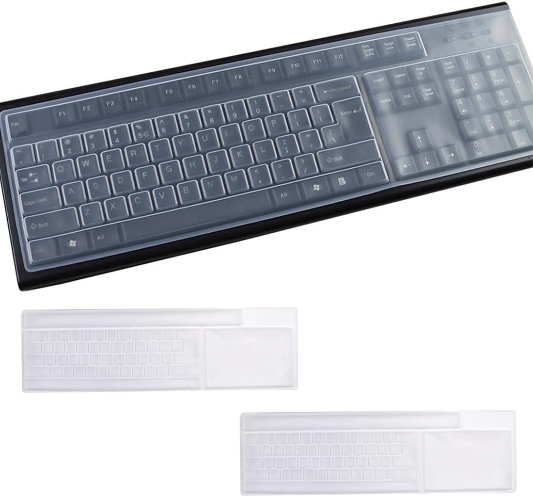 YAPKOLV 2 Pièces Protection Clavier Silicone Housse Clavier Anti-Poussière Protection Ordinateur Bureau Clavier Film Imperméable Et Anti-Poussière (Transparent)