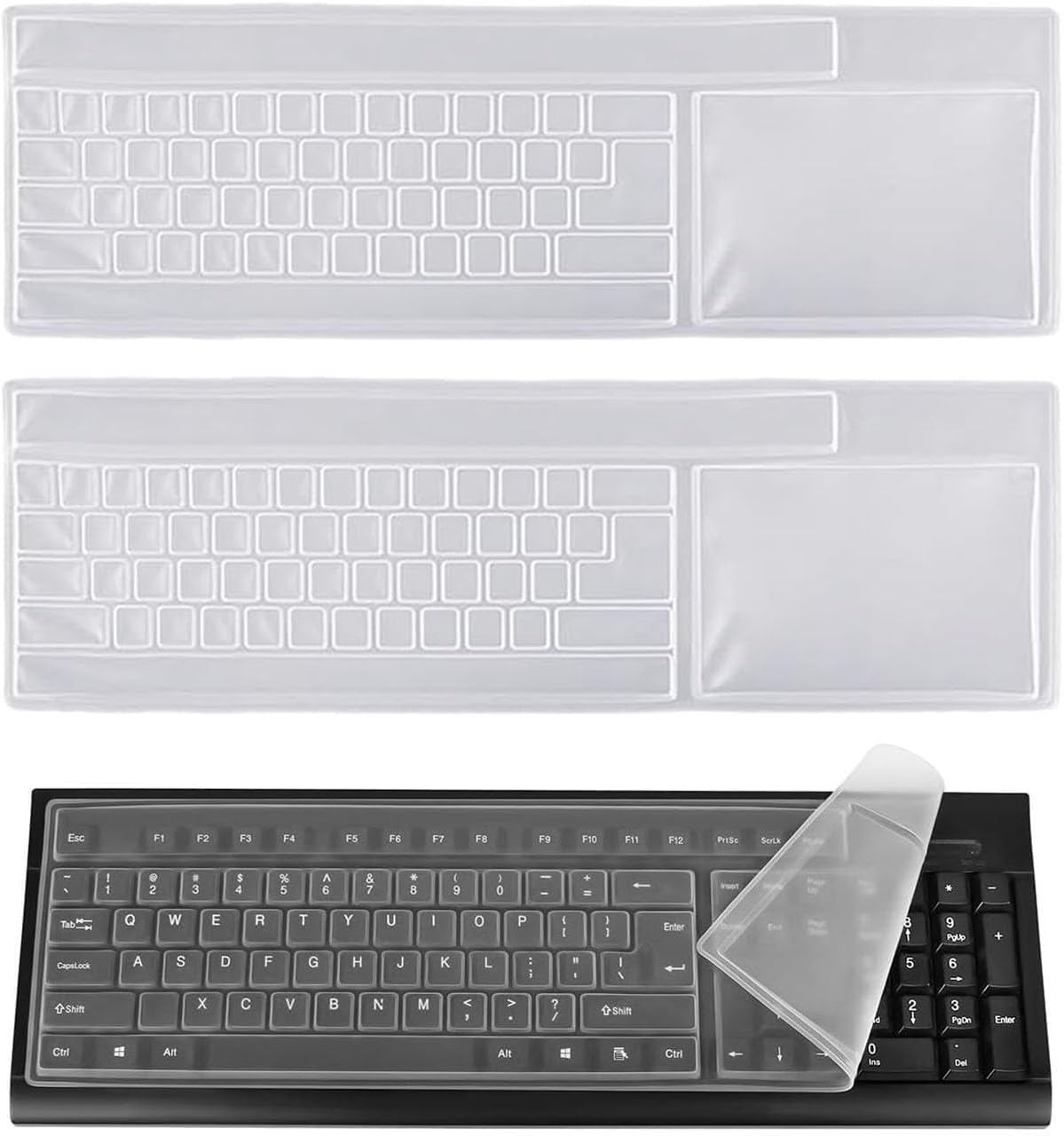 MYGLOAR Lot de 2 protections de clavier en silicone ultra fines et imperméables pour ordinateurs de bureau – Protection universelle pour claviers, housse anti-poussière et étanche – Universel