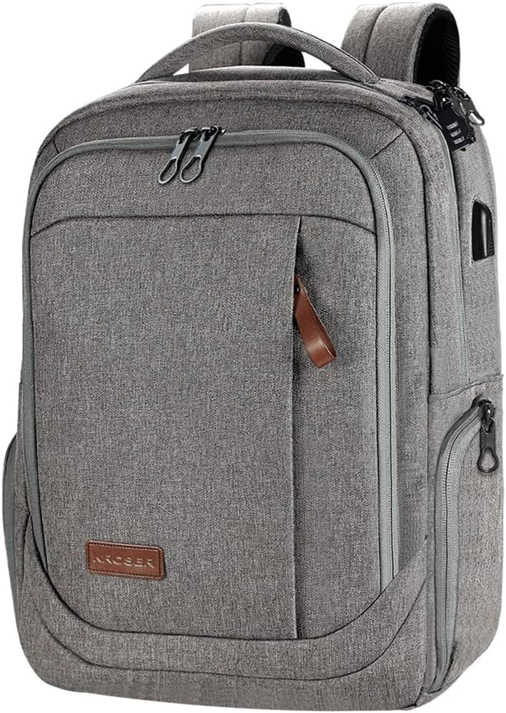 Sac à dos pour ordinateur portable, 17,3" Sac à dos Antivol pour voyage/affaires/université/femme/homme Gris