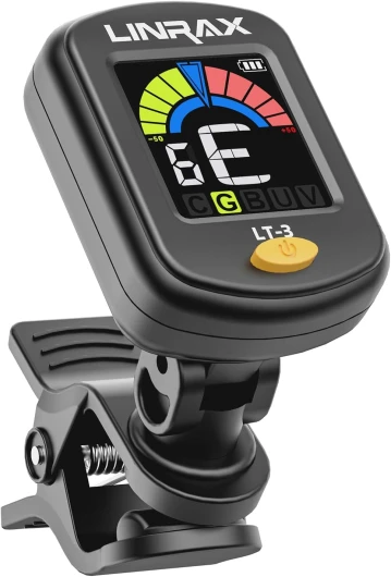 LT-3 Accordeur à Pince Rechargeable, Accordeur de Guitare, Accordeur Chromatique pour Guitare Basse Ukulélé Violon Banjo Mandoline, Ecran Couleur, Accordeur Numérique, Accessoires de Guitare