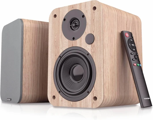 A4 Arc Enceintes Monitoring Active avec Woofer 4", Bluetooth 5.0, HDMI Arc, Optique, RCA, USB, Sortie Subwoofer, Haut Parleur de PC au Design Élégant, Couleur Noire brown