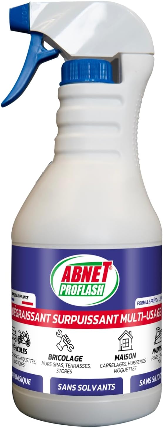 Abnet Proflash - Nettoyant Surpuissant Multi-usages - Action détergente et dégraissante - Prêt à l’emploi - Spray 800 ml 800 ml (Lot de 1)
