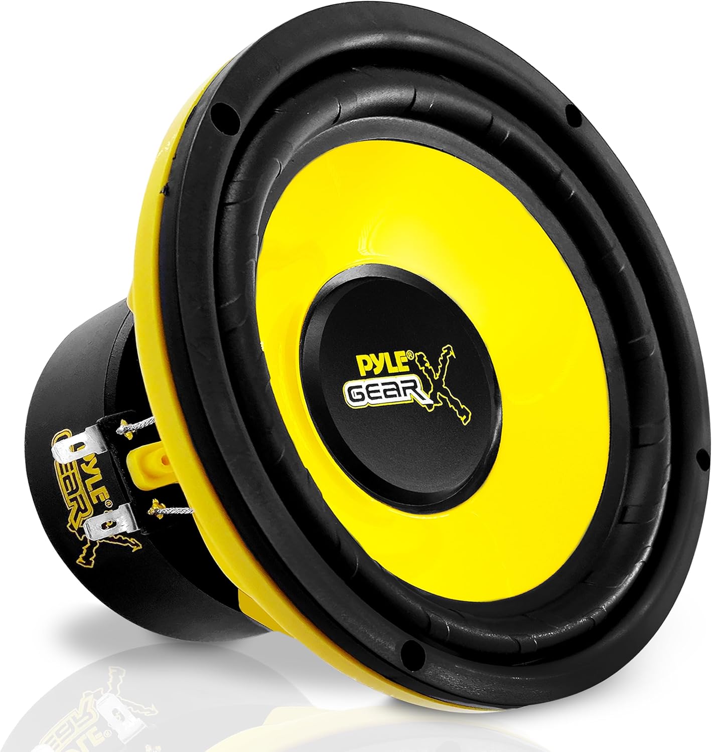 Subwoofer Voiture 16,5 cm - 300 Watts de Puissance de Crête - Caisson de Basse Voiture - Impédance de 4 Ohms et Réponse en Fréquence de 60-20 kHz pour Stéréo Composant de Véhicule -Noir/Jaune 169 mm
