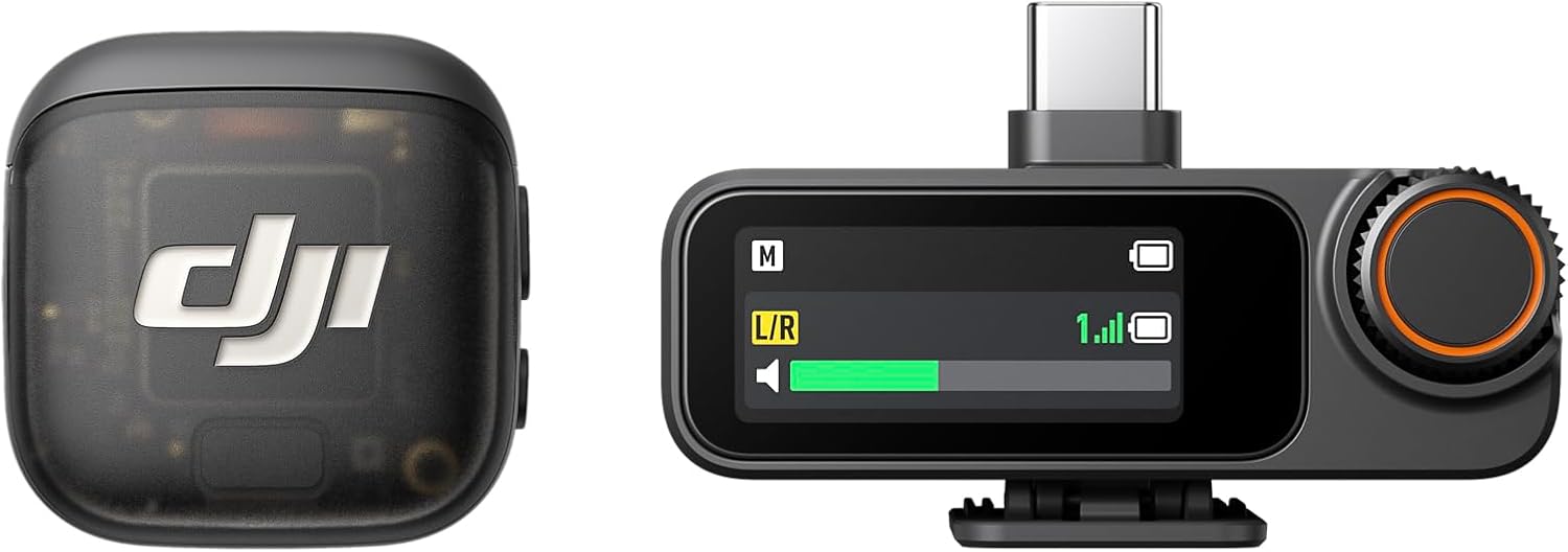 Mic 3 (1 TX + 1 RX), Microphone Cravate sans Fil pour iPhone/caméra/Android, ultraléger, durée de Fonctionnement prolongée et Charge Rapide, Transmission de 400 m