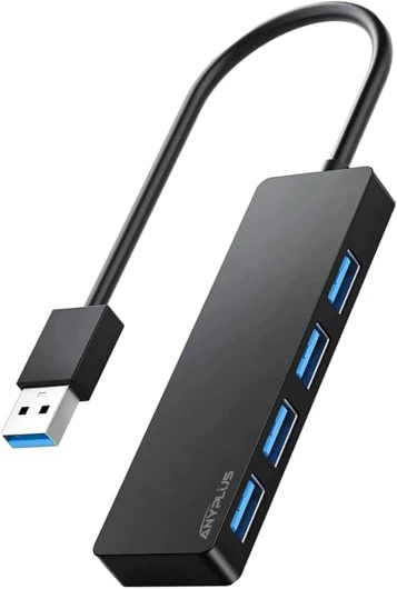 ANYPLUS Hub USB, Adaptateur 4 Ports Multiprise USB 3.0, 5 Gbps, Répartiteur USB pour Bureau, Ordinateur Portable, Xbox, Clé USB, Disque Dur, Console, Imprimante, PC, Clavier, HP, Dell 0.25 M Noir-Plastique