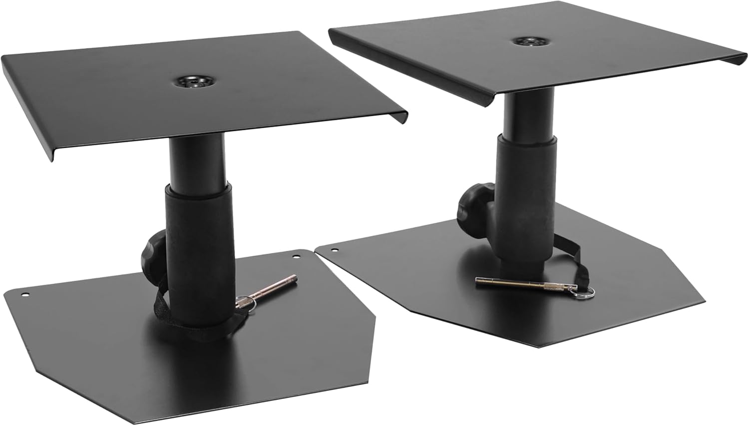 Studio MS2 Mini Support de table Enceintes de monitoring Studio, Sono, Home Cinema ou Hifi, Noir - Pieds métallique réglables en hauteur 230 à 290mm - Enceinte jusqu'à 25kg - Vendu par paire.