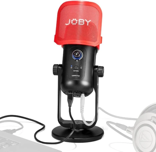 Wavo POD Micro à Condensateur avec Connexion USB, Microphone pour Stream, Podcast, Interview, Contrôles Mute et Gain sur Le Micro USB, Retour Possible Via Écouteurs, Compatible avec Mac et PC