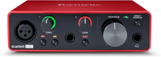 Interface audio USB Scarlett Solo de 3e génération, pour les guitaristes, chanteurs(ses) et réalisateurs(trices), accompagnée de tous les logiciels dont vous avez besoin pour enregistrer Scarlett Solo Unique