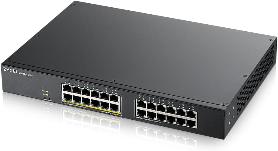 Switch 24 ports Gigabit PoE - Gestion intelligente - Montage en rack - 12 ports PoE+ avec une puissance de 130 Watts - VLAN, IGMP, QoS - Garantie à vie [GS1900-24EP] 24-port PoE+ (130W) 24-port PoE+ - 100W