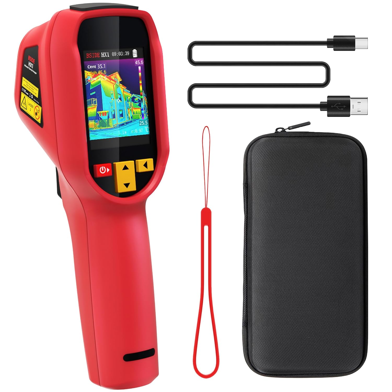 BSIDE HX1 Caméra Thermique Portable Haute Résolution 240 x 240 avec Taux de Rafraîchissement 25Hz 15 Palettes Couleurs -4°F à 1022°F Caméra Thermique Infrarouge pour Fuite d'eau Électronique Fantôme