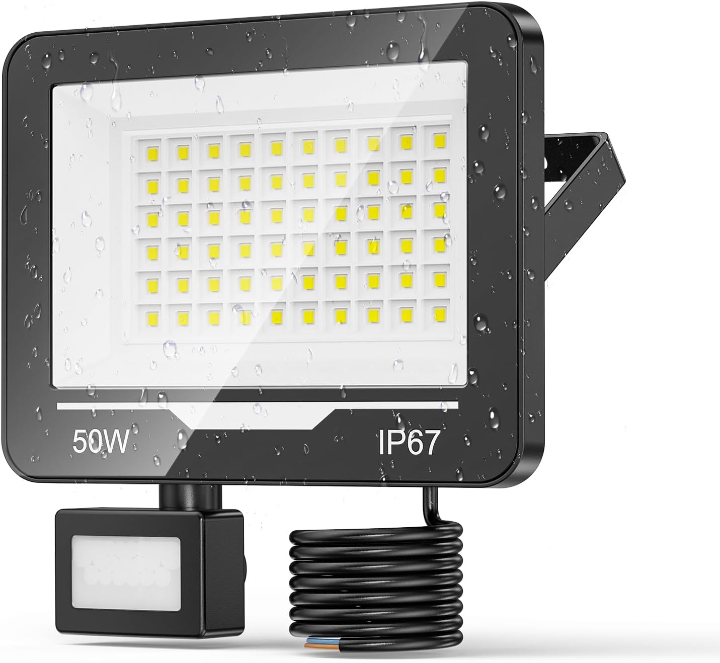 TOPAUBUB Projecteur LED Extérieur avec Détecteur 50W 1 Pièce, 5000LM 6500K Spot LED Extérieur Detecteur de Mouvement, IP67 Luminaire Exterieur Detecteur de Mouvement Jardin 50W-1 Pièce