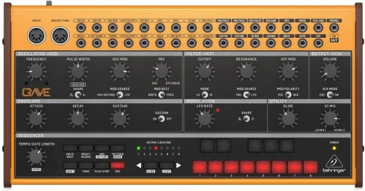 Crave Synthétiseur Analogique Semi-Modulaire avec Vco 3340, Filtre Ladder Classique, Séquenceur 32 Pas et 16 Voix de Polyphonie en Poly Chain