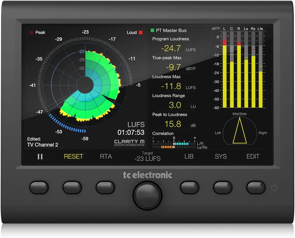 CLARITY M Compteur Stéréo et Audio 5.1 avec Écran LCD 5.1" Haute-Résolution et Connexion USB pour Mesure des Plug-In