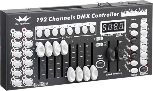 Contrôleur DMX Console DMX 192 canaux DMX Panneau contrôleur pour l'édition du programme d'éclairage de scène (Noir)