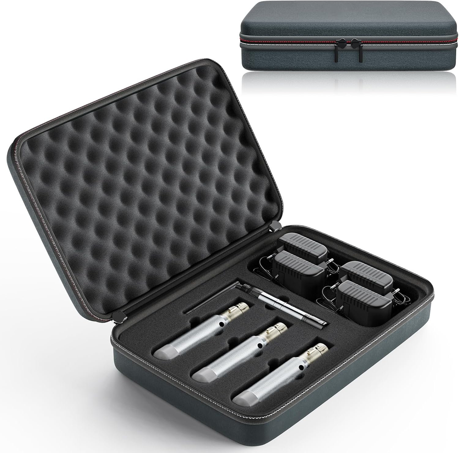 Contrôleur DMX sans fil avec boîtiers, émetteur/récepteur DMX512,Contrôleur d'éclairage LED avec Contrôleur DMX pour Feu à tête mobile, éclairage de scène, Lumière disco DMX 512/384 Controller 4 pièces avec étui (batterie)