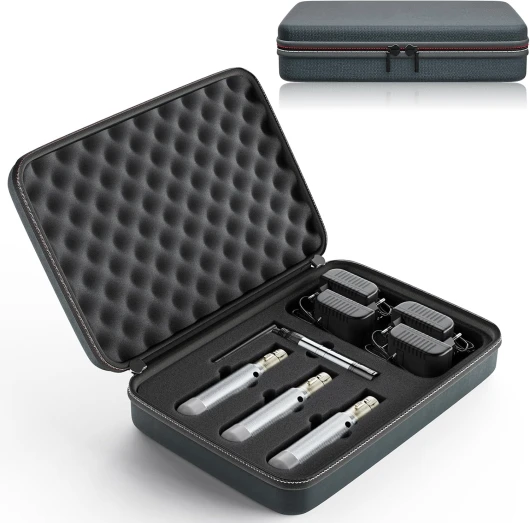 Contrôleur DMX sans fil avec boîtiers, émetteur/récepteur DMX512,Contrôleur d'éclairage LED avec Contrôleur DMX pour Feu à tête mobile, éclairage de scène, Lumière disco DMX 512/384 Controller 4 pièces avec étui (batterie)