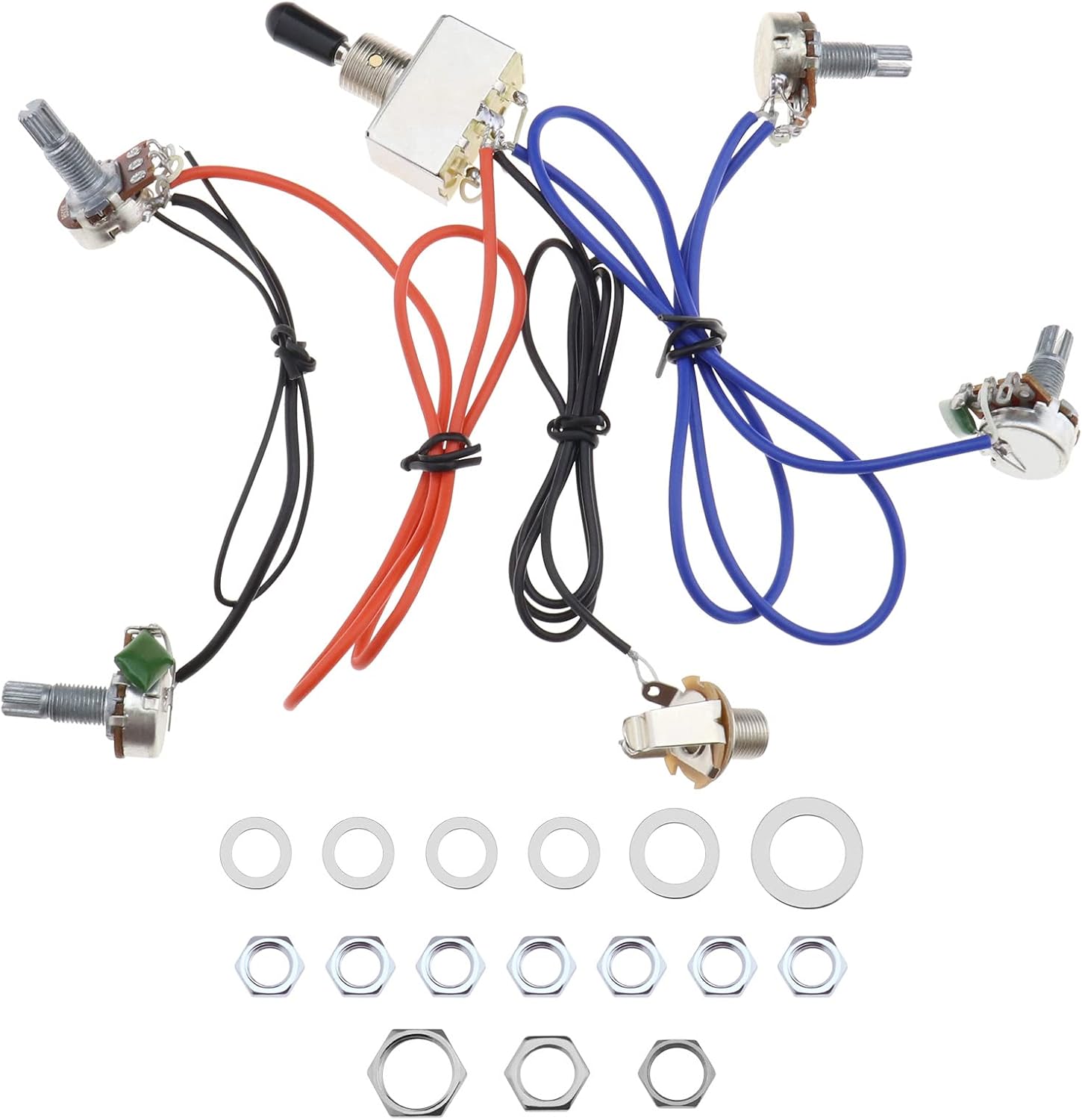 Kit de Câblage de Guitare Compatible avec LP Guitare Électrique Interrupteur à Bascule 3 Voies 2 Volume 2 Tonalité 1 Jack Kit de Faisceau de Guitare Électrique Remplacement