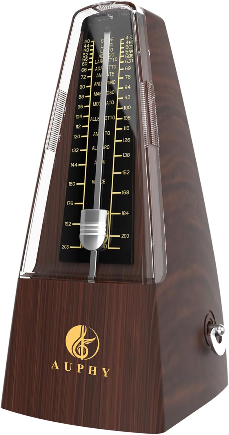 AUPHY Métronome Mécanique Avec Cloche, Rythme Précis Facile Utiliser Forme Classique, Métronome Mécanique Universel pour Piano Guitare Saxophone Batterie Clarinette ect MM355