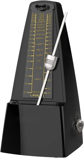 M1 Métronome Mécanique pour Piano Guitare Basse Ukulélé Violon Batterie Tambour Saxophone Trompette et Autres Instruments de Musique, Piste Tempo et Beat, Son Fort, Haute Précision, Noir