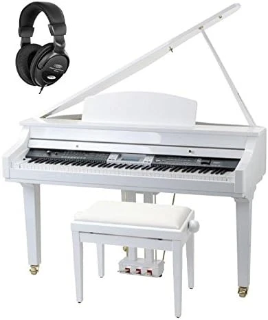 GP-500 Piano à Queue Numérique Blanc Brillant SET incl - Banquette + Casques