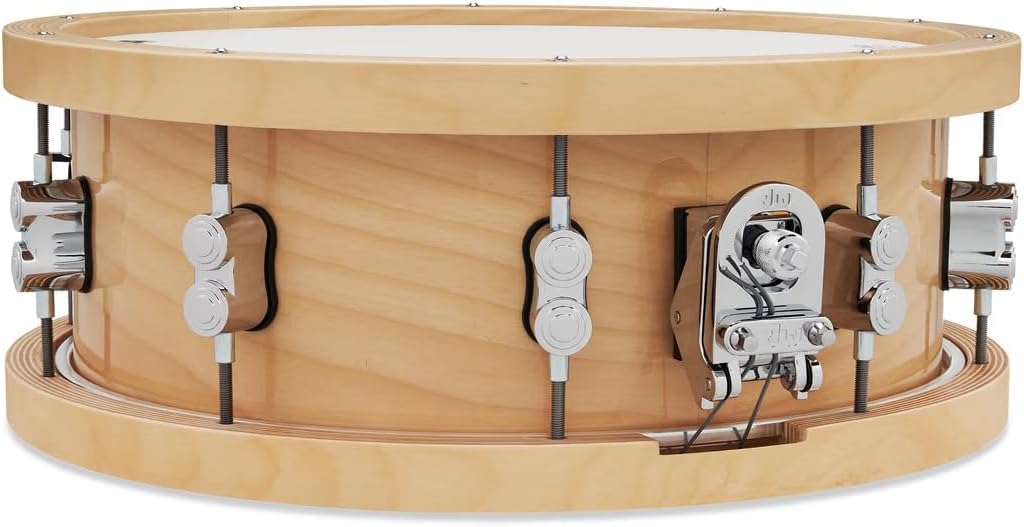 Pacific Drums Concept 20-Ply Maple Snare, 35.6cm x 14cm, Cerceau en bois épais, Naturel - Une caisse claire en érable à 20 plis avec des cerceaux en érable épais