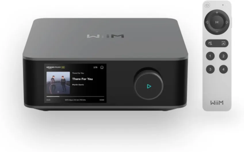 Amp Ultra avec Voice Remote2 - Amplificateur de Streaming 100W avec DAC ESS ES9039Q2M Dual Amplis TI TPA3255 -Égaliseur RoomFit Intégré&Écran Tactile- Entrées HDMI ARC, Optique, RCA- Gris Spatial